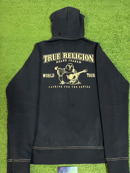 true religion navy zip up hoodie