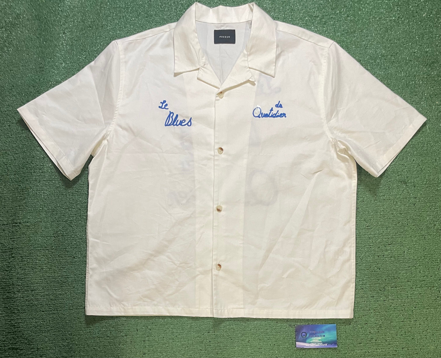 Liberte Camp white & blue button up shirt