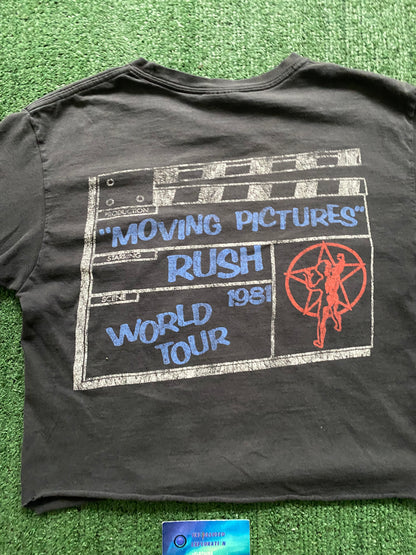 Vintage 1981 Rush moving pictures world tour Cropped T-shirt