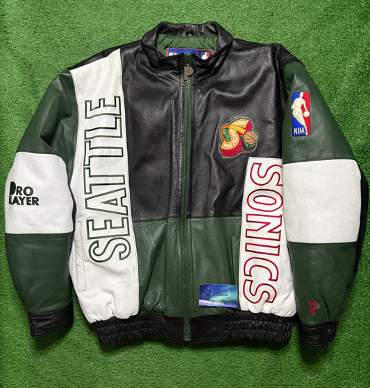 Vintage Seattle SuperSonics Leather Jacket Pro Player