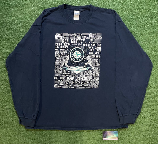 Vintage 1990s Seattle Mariners player list longsleeve tee