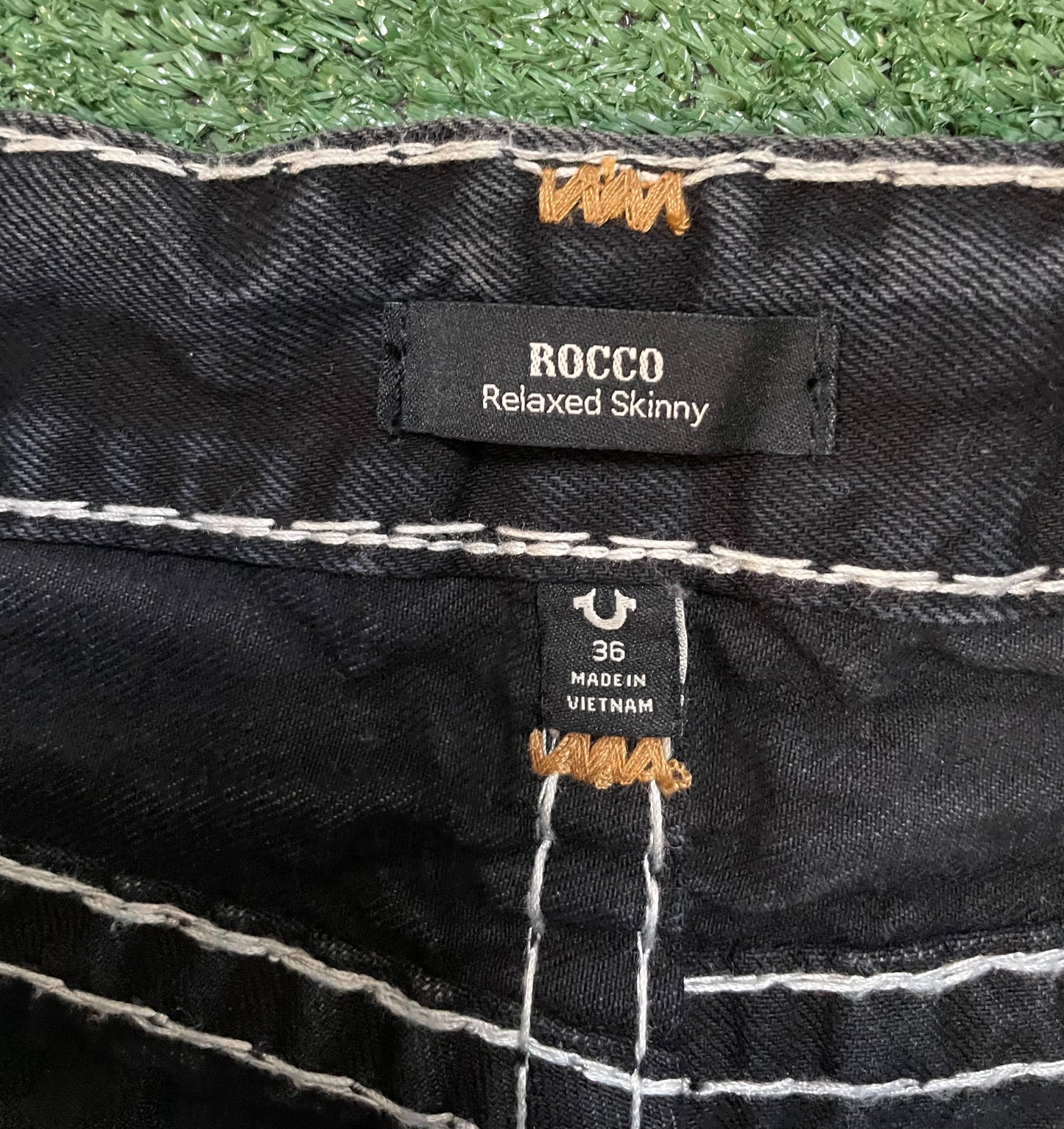 True Religion Rocco flap dark metal wash Jean shorts