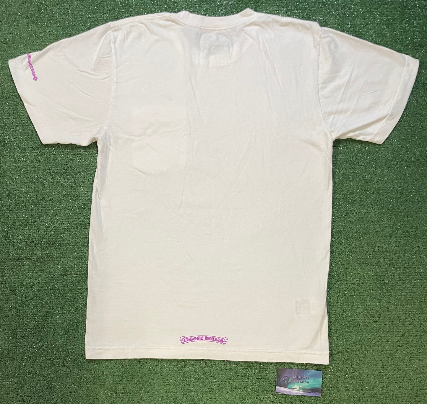 Chrome Hearts white and purple neck logo tee