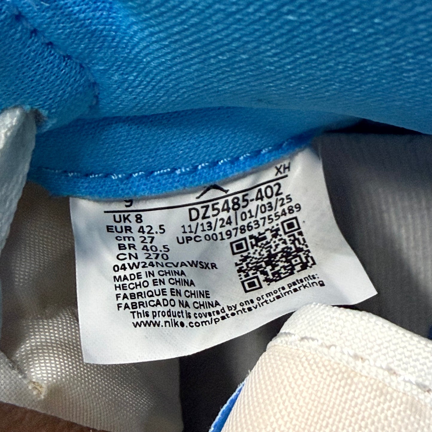 Jordan 1 UNC Reimagined 9 Men “Preowned”