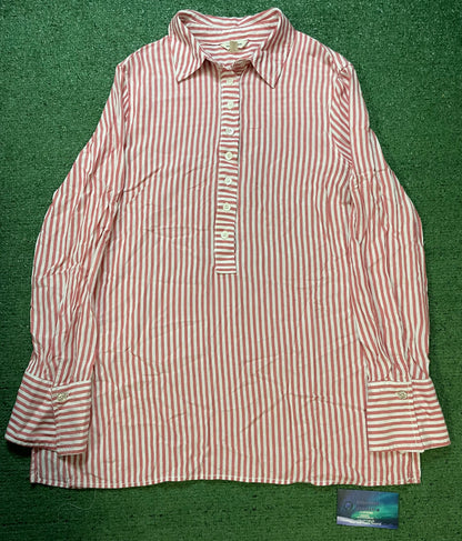 Max Studio white & red striped button up