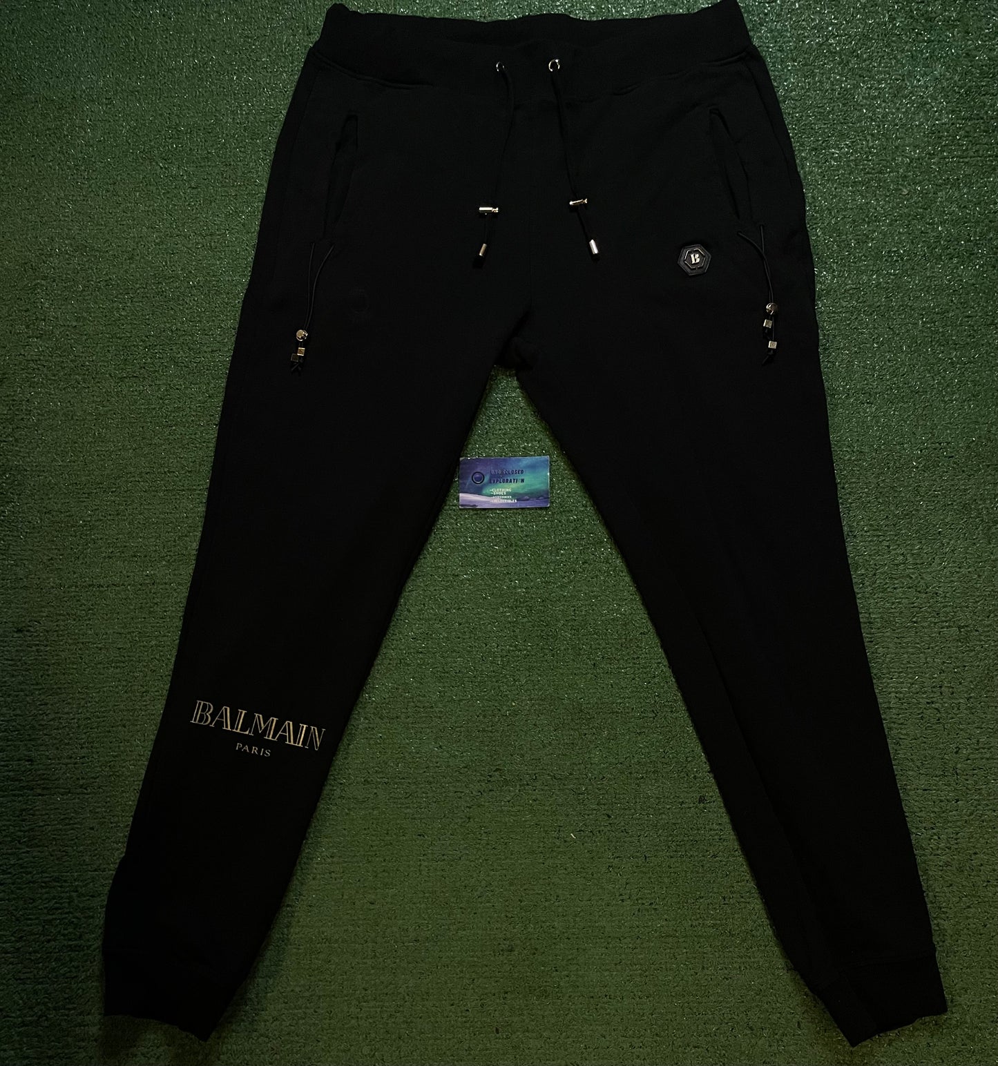 Balmain Paris black and gold tracksuit