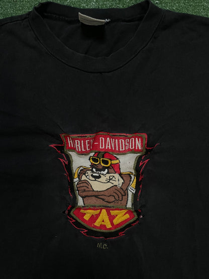 Vintage 1990s Harley Davidson looney tunes embroidered tee