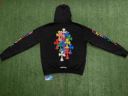 Chrome hearts multi color cemetery cross zip up hoodie