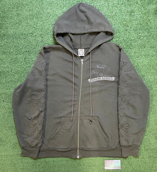 Vintage Chrome Hearts grey zip up hoodie