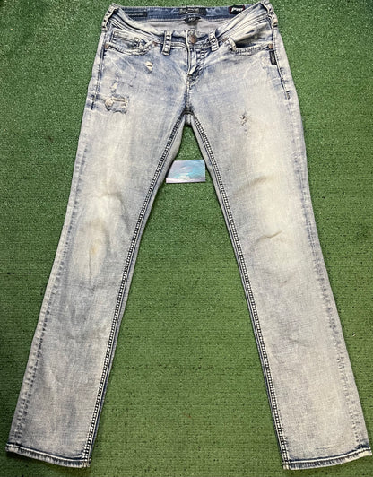 silver aiko mid straight jeans