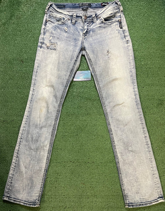 silver aiko mid straight jeans
