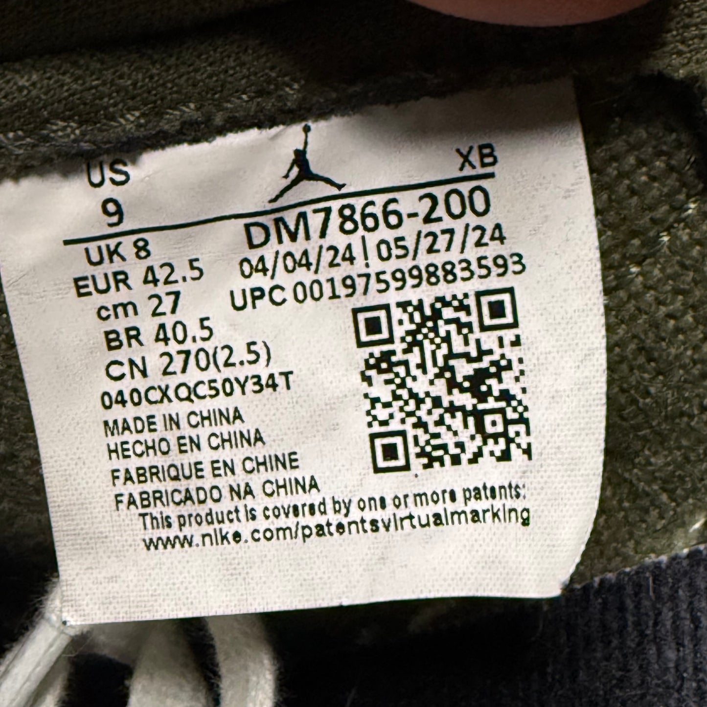 Jordan 1 Low Medium Olive 9 Men “Preowned”