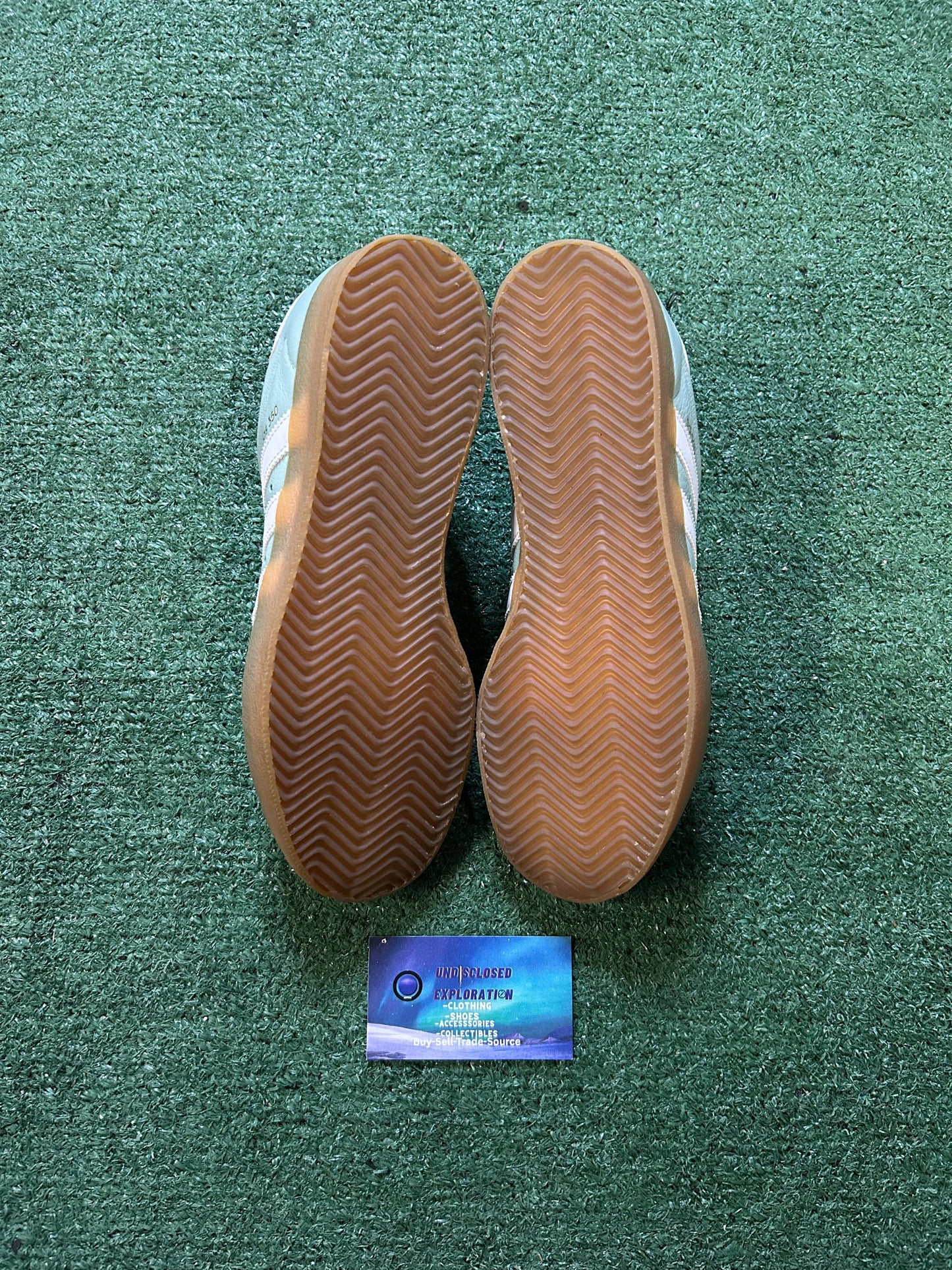 Adidas 350 light sage green and gum size 6.5men/8women