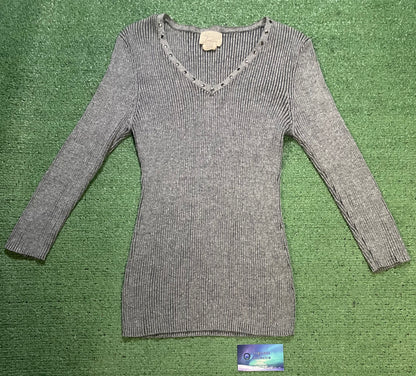 Andrea Jovine grey ribbed V neck