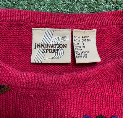 Vintage innovation sport pink embroidered crewneck
