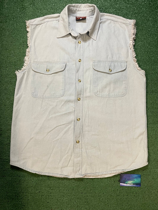 Vintage Bike Week light wash denim short sleeve jacket