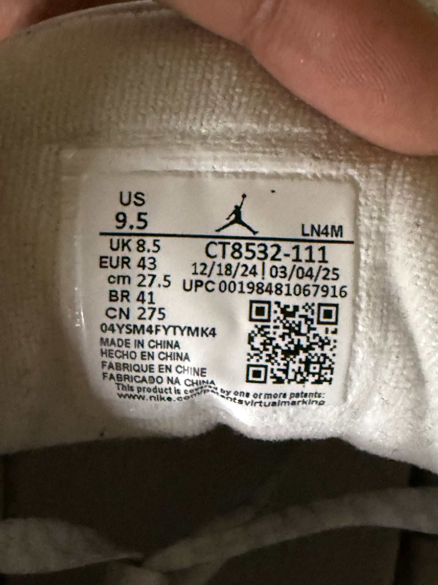 Jordan 3 Pure Money 9.5 Men/11 Women “Preowned”