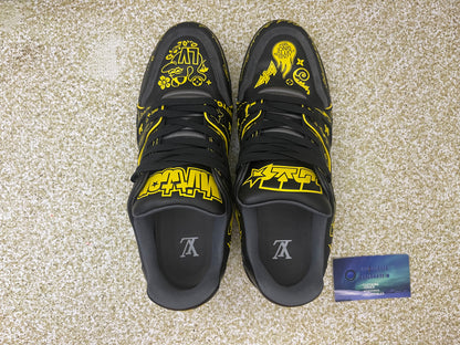 Louis Vuitton LV Trainer Black Yellow Graffiti 8LV/9.5 Men “Preowned”