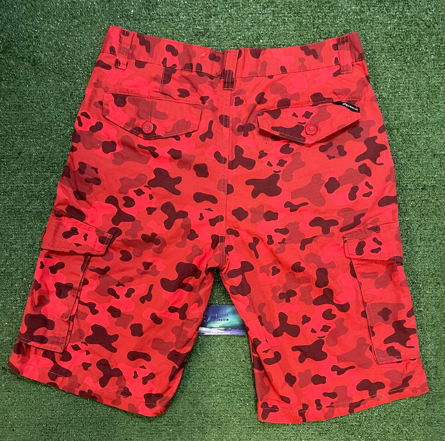 Vintage LRG red cargo camo shorts