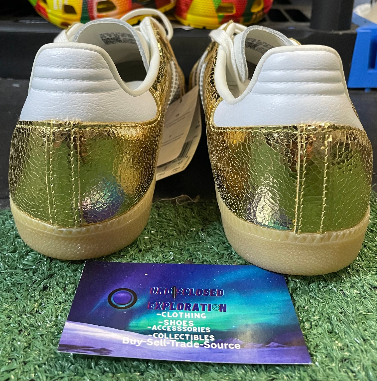 Adidas samba gold metallic cracked leather