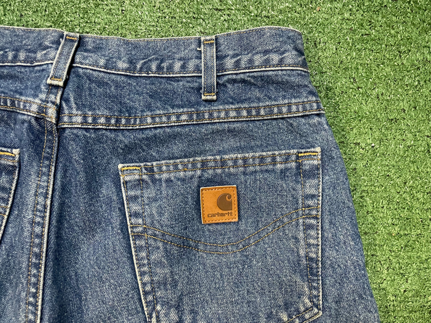 Carhartt flannel lined blue jeans