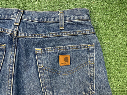 Carhartt flannel lined blue jeans