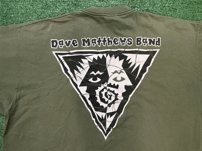 vintage 1990s Dave Matthews Band olive green double sided tee