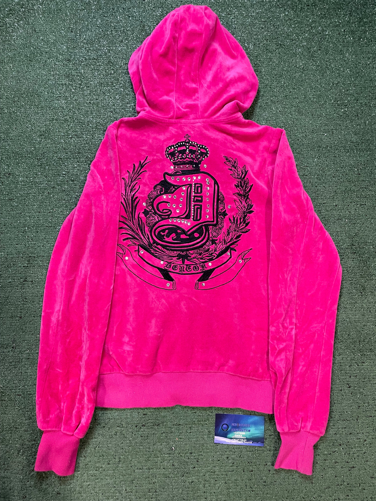 Vintage 2000s Dereon pink velour Zip up hoodie
