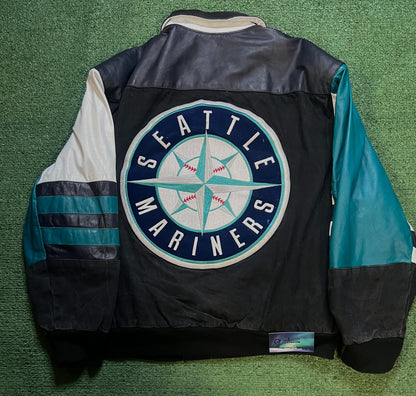 Vintage 1990s Seattle mariners Jeff Hamilton leather jacket