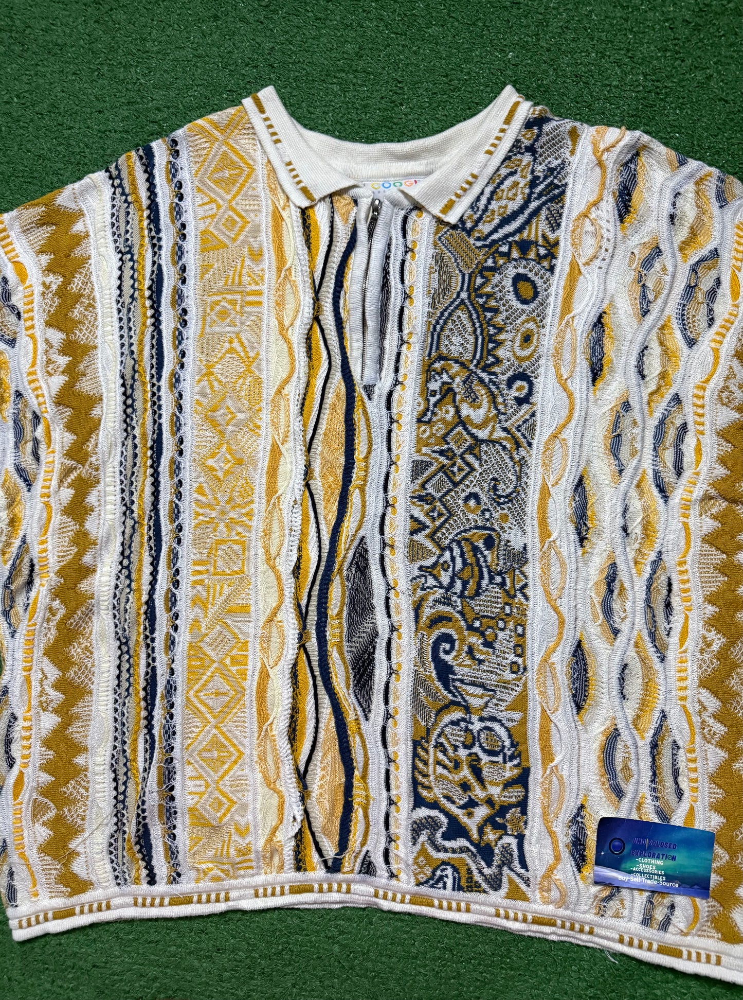 Vintage Coogi Fish Animal Cropped Quarter Zip
