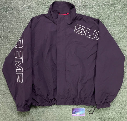 Supreme spellout embroidered black track jacket