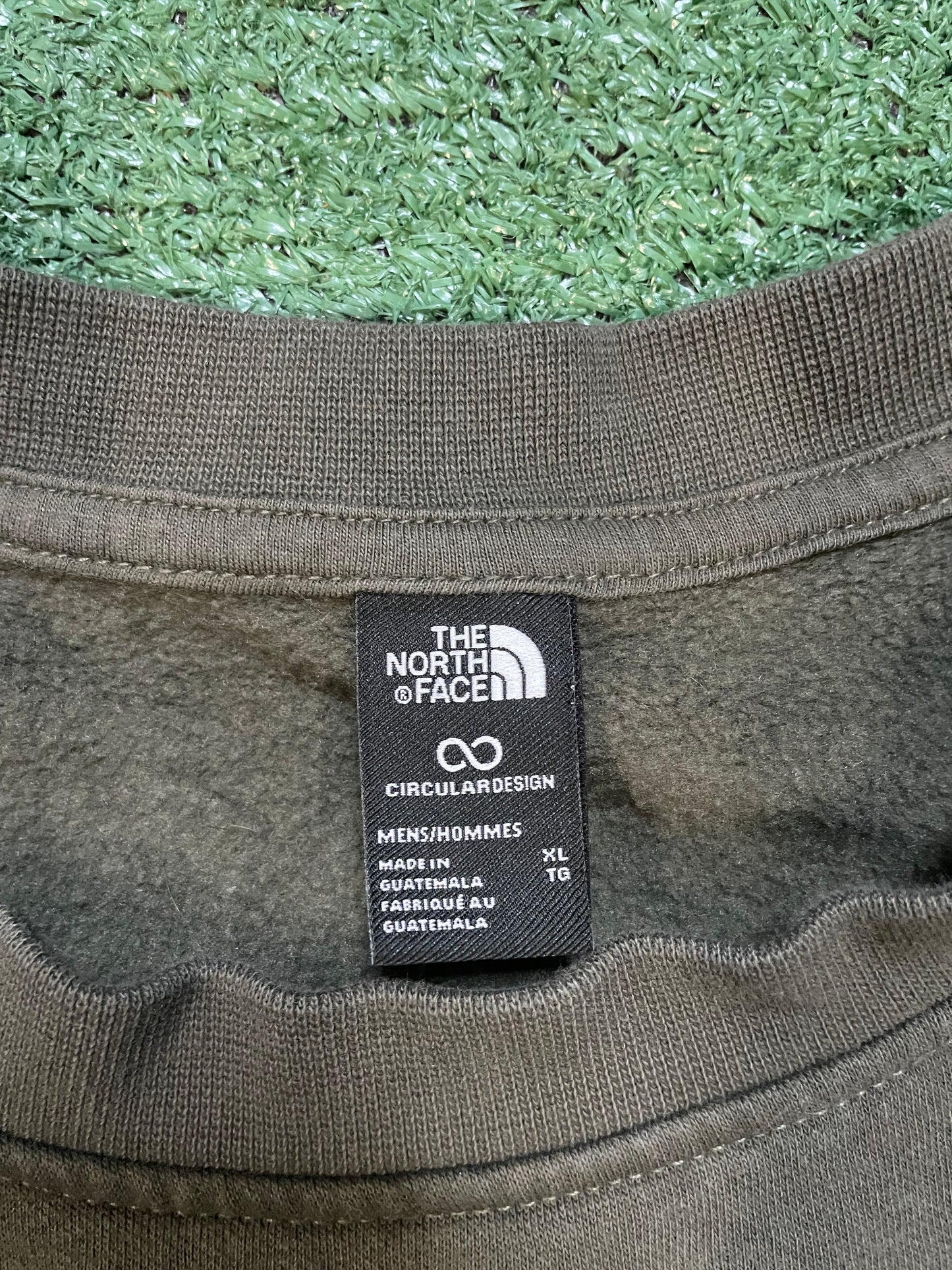 The North Face center logo olive green crewneck