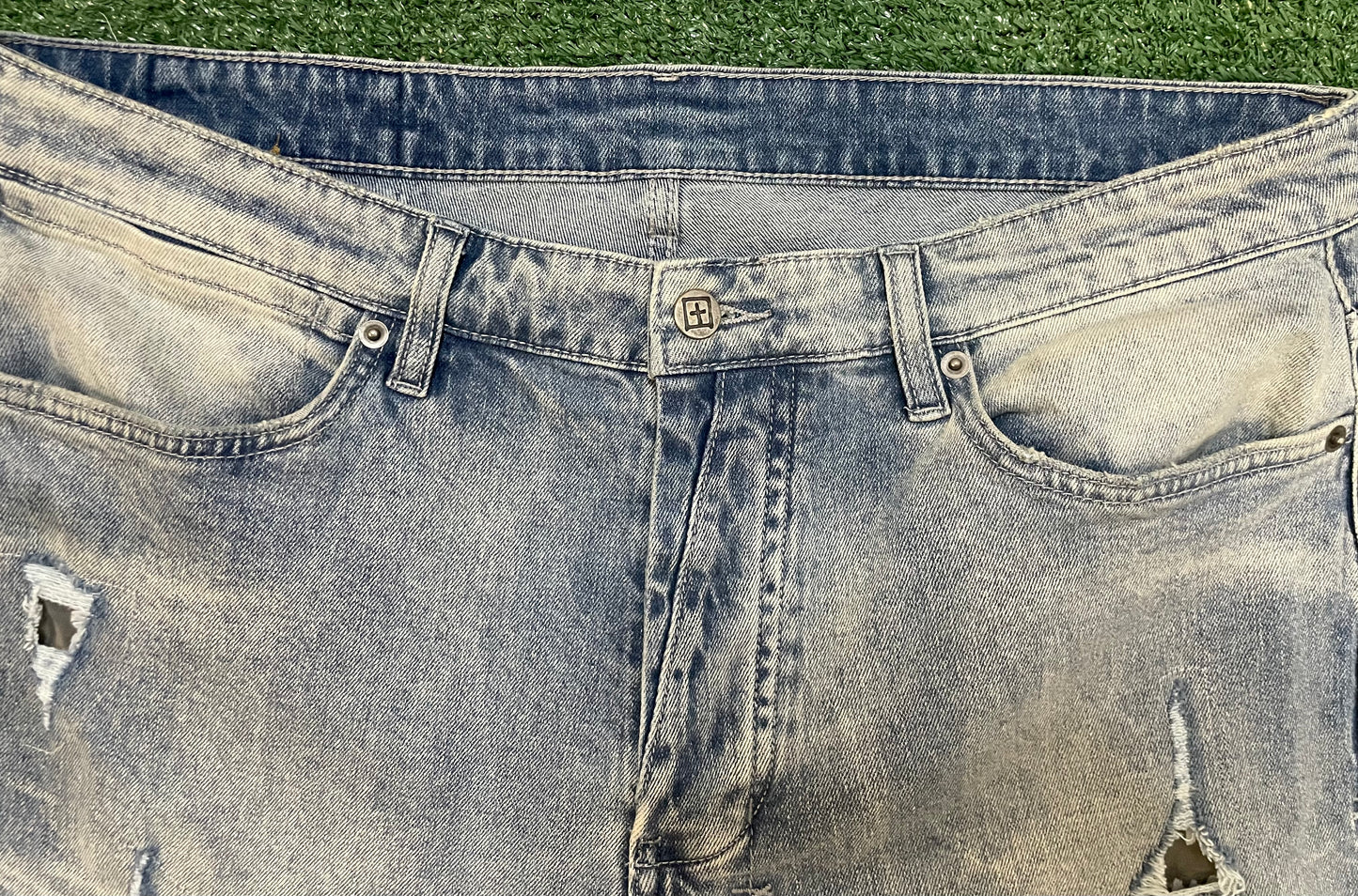 Ksubi blue shredded jeans