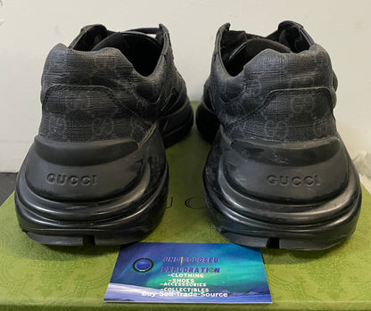 Gucci Rhyton Tessuto GG supreme Black monogram sneakers size 9men/10.5women(EU 43)