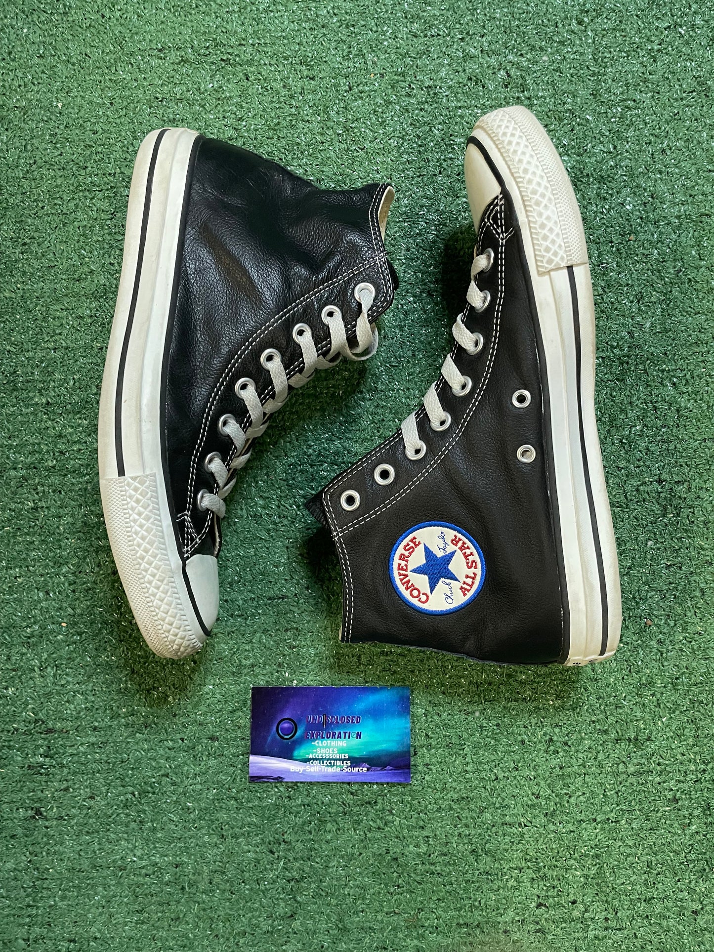 Converse black leather high size 7.5men/9women