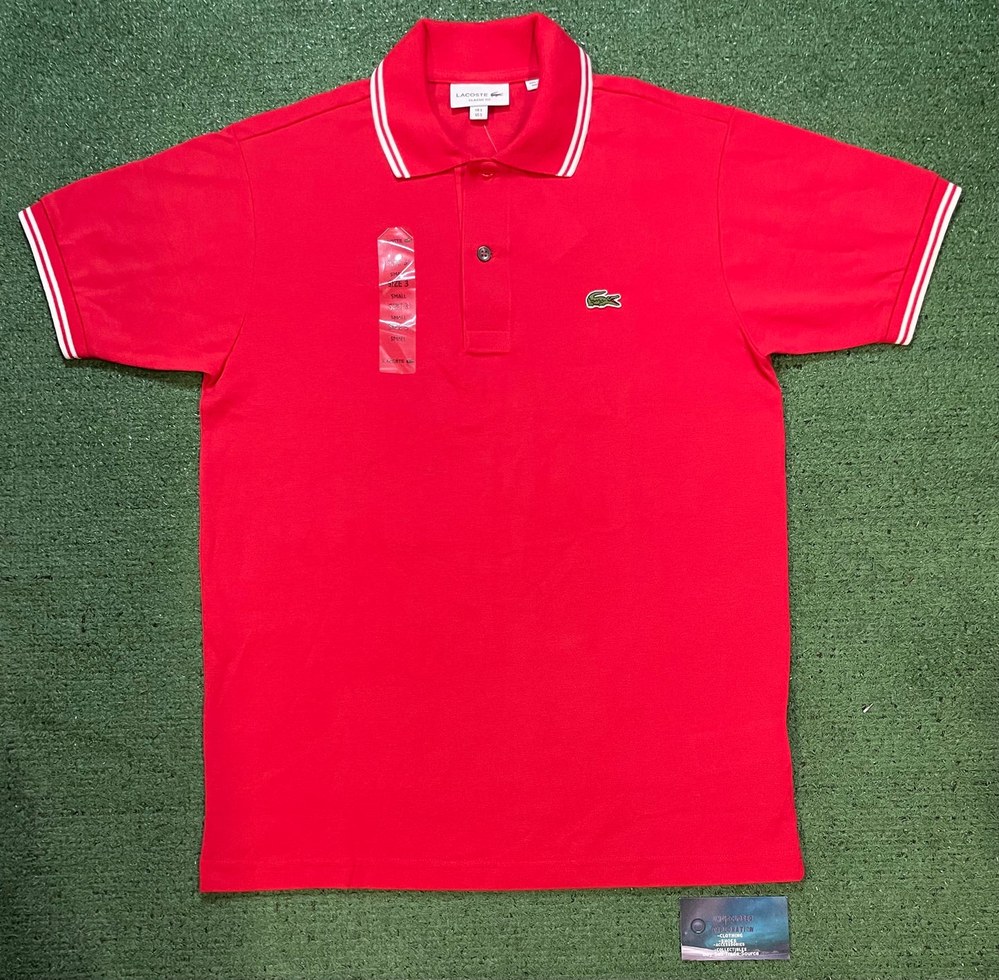 Lacoste red and white polo