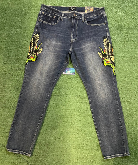 Ed Hardy eagle and snake jeans