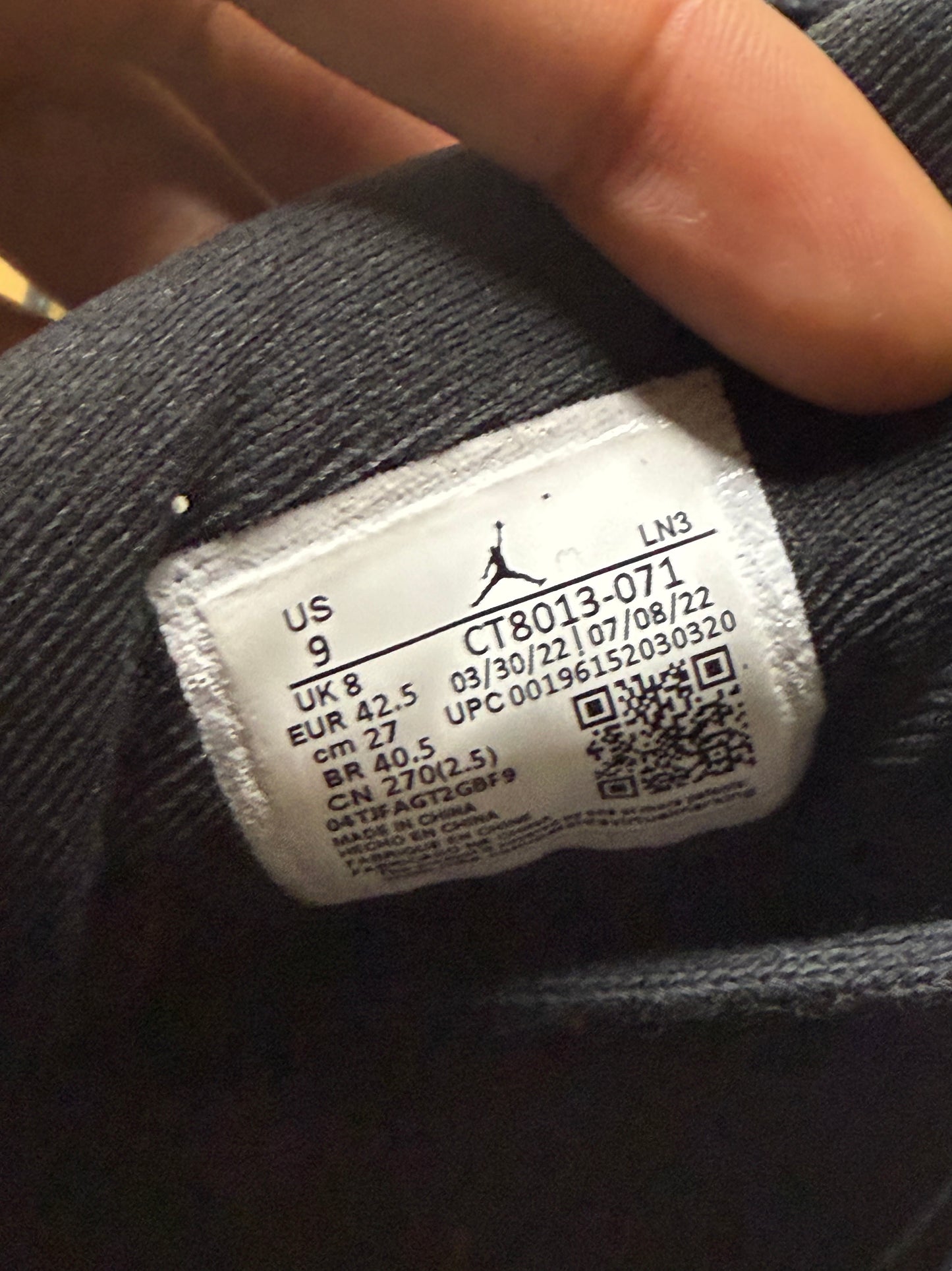 Jordan 12 Black Taxi 9 Men/10.5 Women “Preowned”