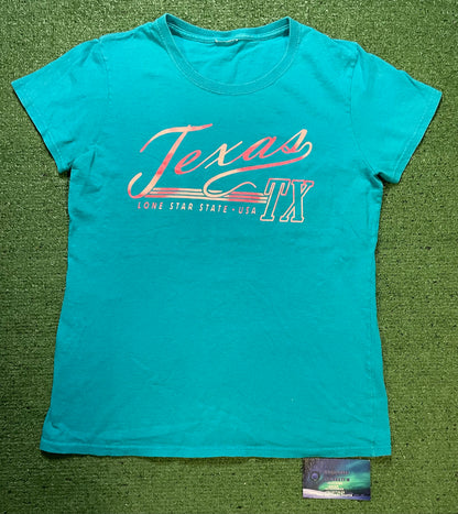 Vintage 1990s Texas lone star state USA turquoise tee