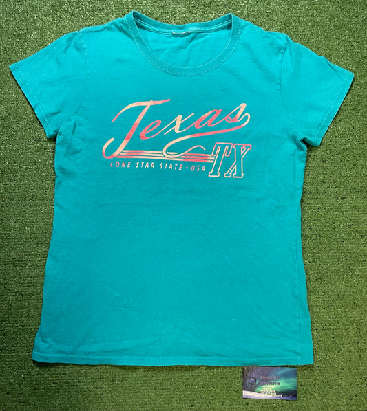 Vintage 1990s Texas lone star state USA turquoise tee