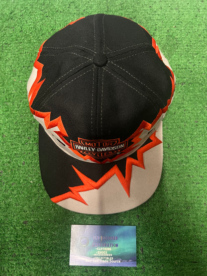 Vintage 1990s Harley Davidson orange shockwave hat