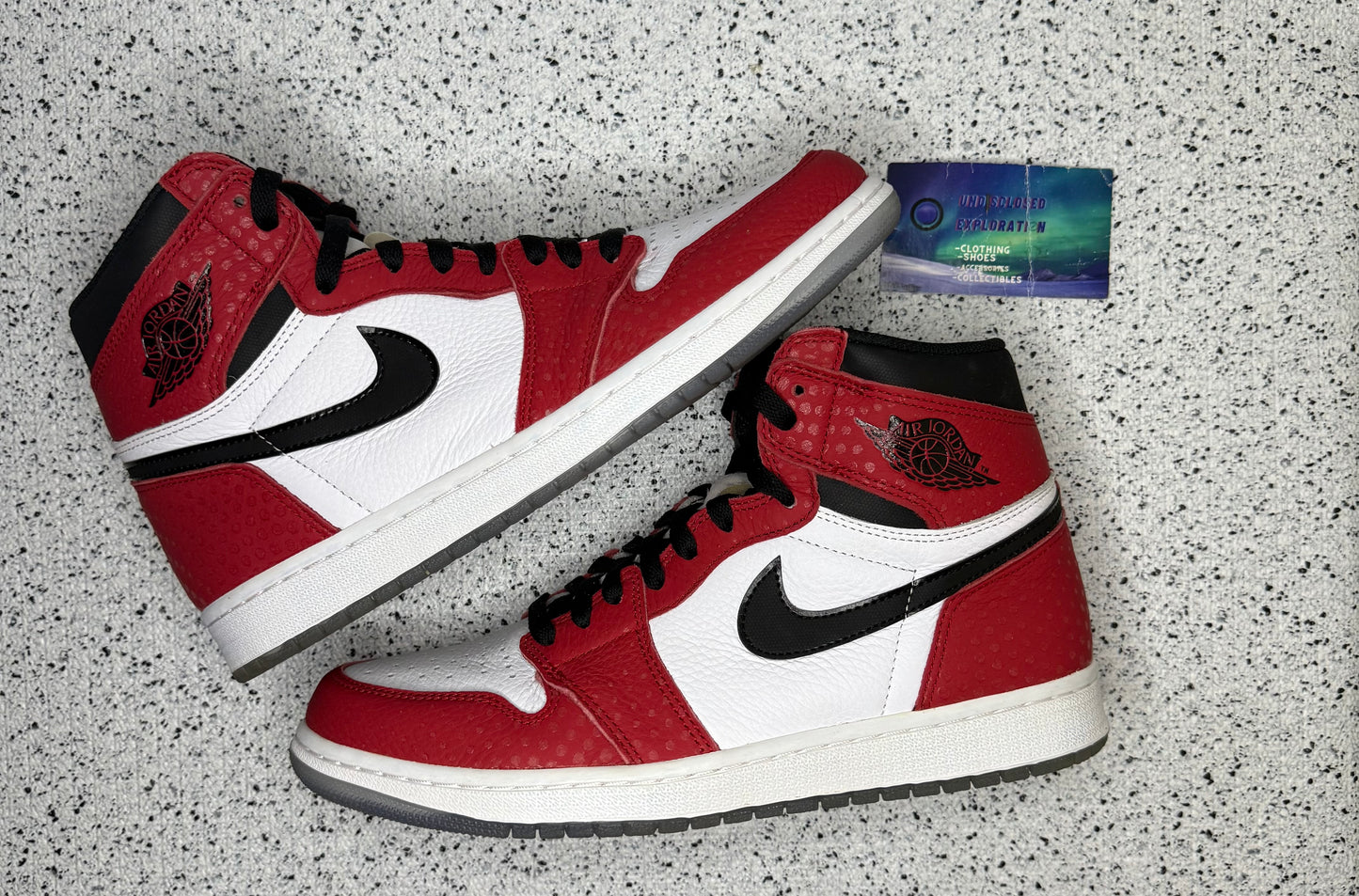 Jordan 1 Spider Man Origin Story 9.5 Men/11 Women “Preowned”