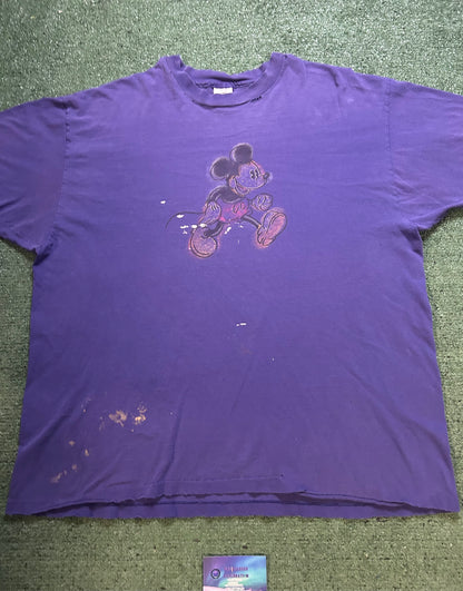Vintage 1990s Disney Mickey Mouse purple distressed tee