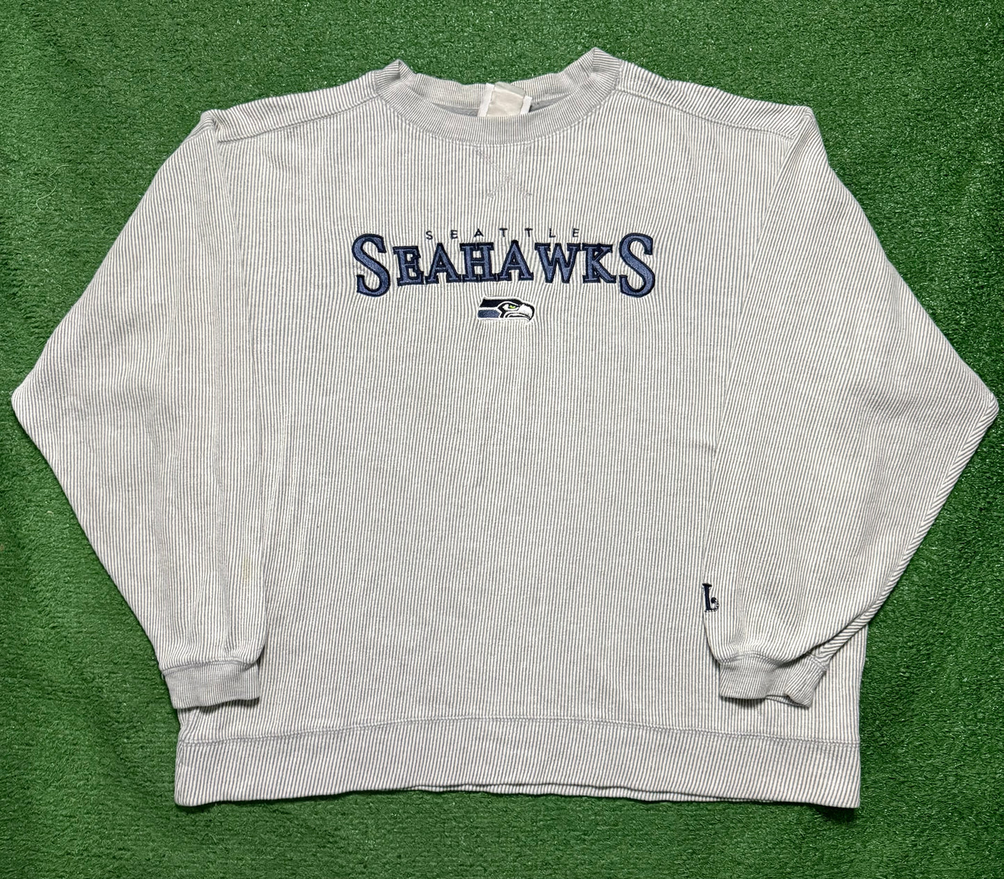 Vintage Y2K Seattle Seahawks Striped Crewneck