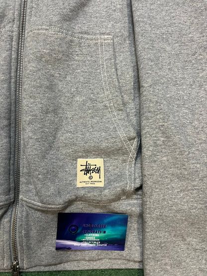 Stussy Double Face Label Zip up grey Hoodie