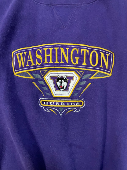 Vintage 1990s UW university of huskies embroidered purple crewneck