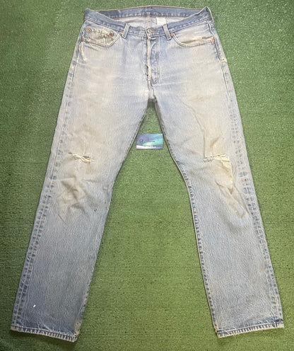 vintage Levi's 501XX button fly light blue wash jeans