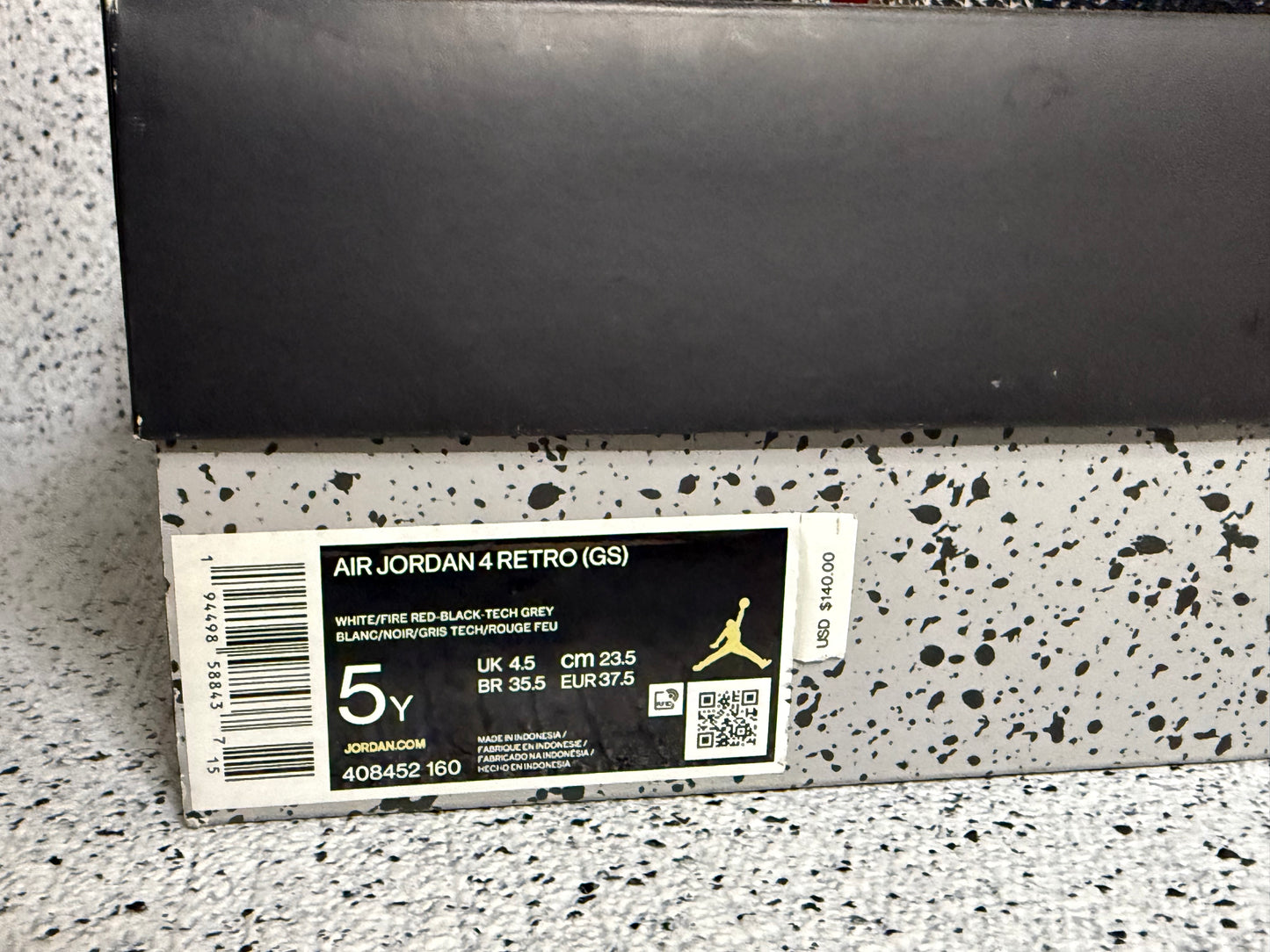 Jordan 4 Fire Red 5 Youth/6.5 Women “Preowned”