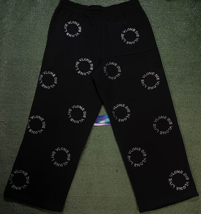 Vlone live vlone die vlone rhinestone black sweatpants