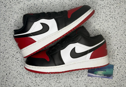 Jordan 1 Low Bred Toe 7 Youth/8.5 Women “Preowned”